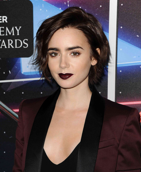 Lily Collins - Long Pixie Cut