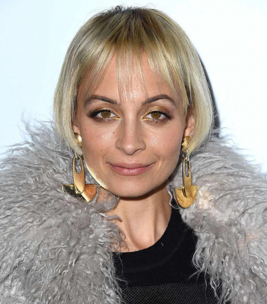 Nicole Richie blonde bob with long, wispy bangs